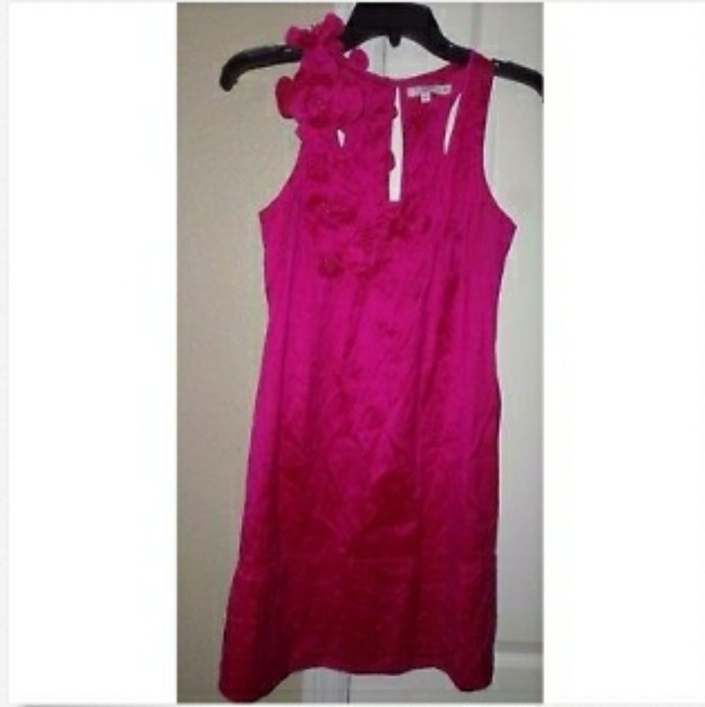 Calypso St. Barth Fuchsia Floral-Accent Midi Dress